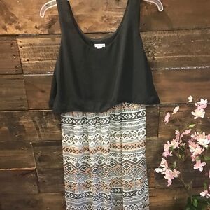 Exhilaration sleeveless dress-Black & Aztec Print